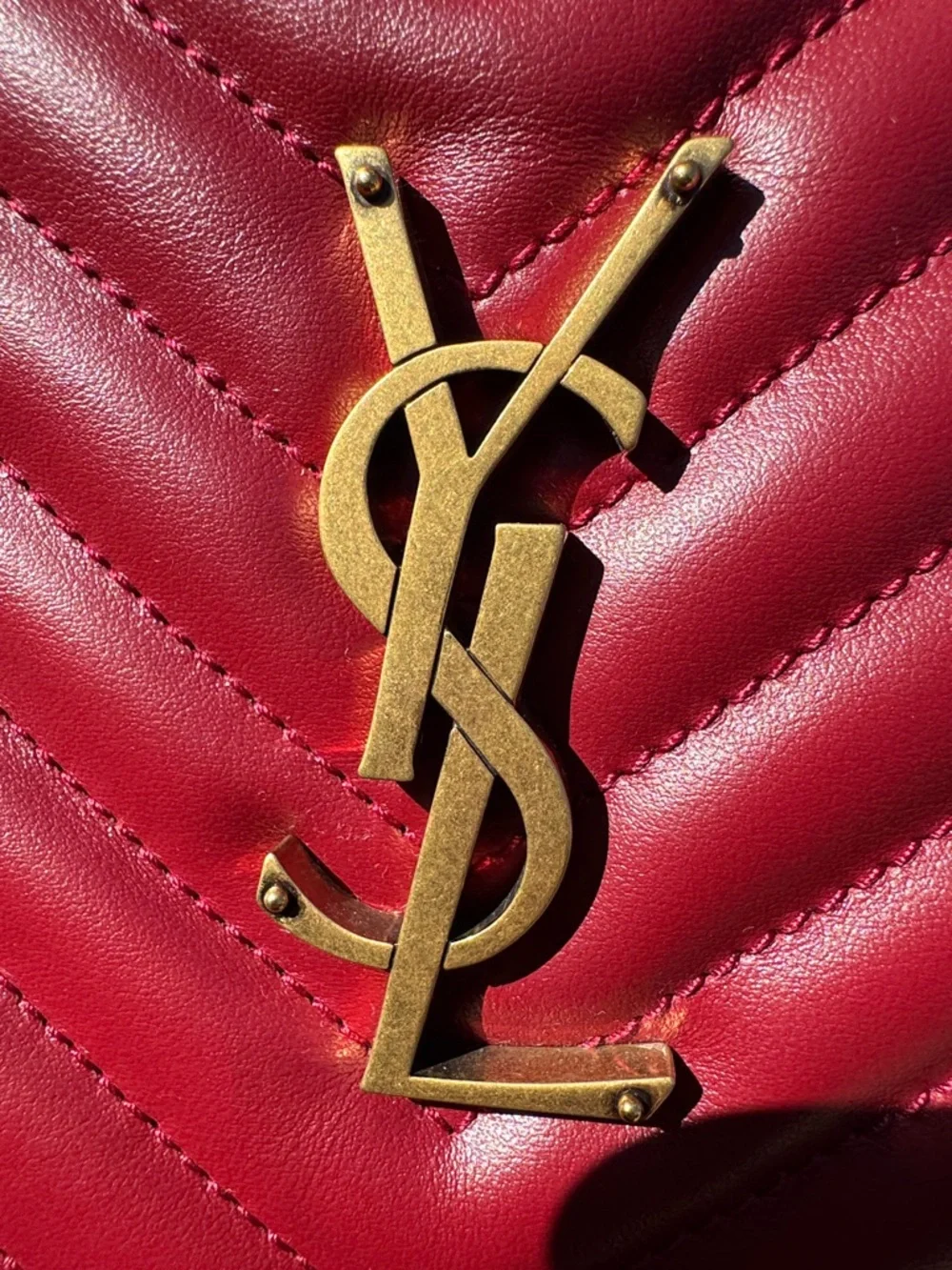 New! Saint Laurent Quilted Red Leather Crossbody Camera Bag with Gold YSL Logo